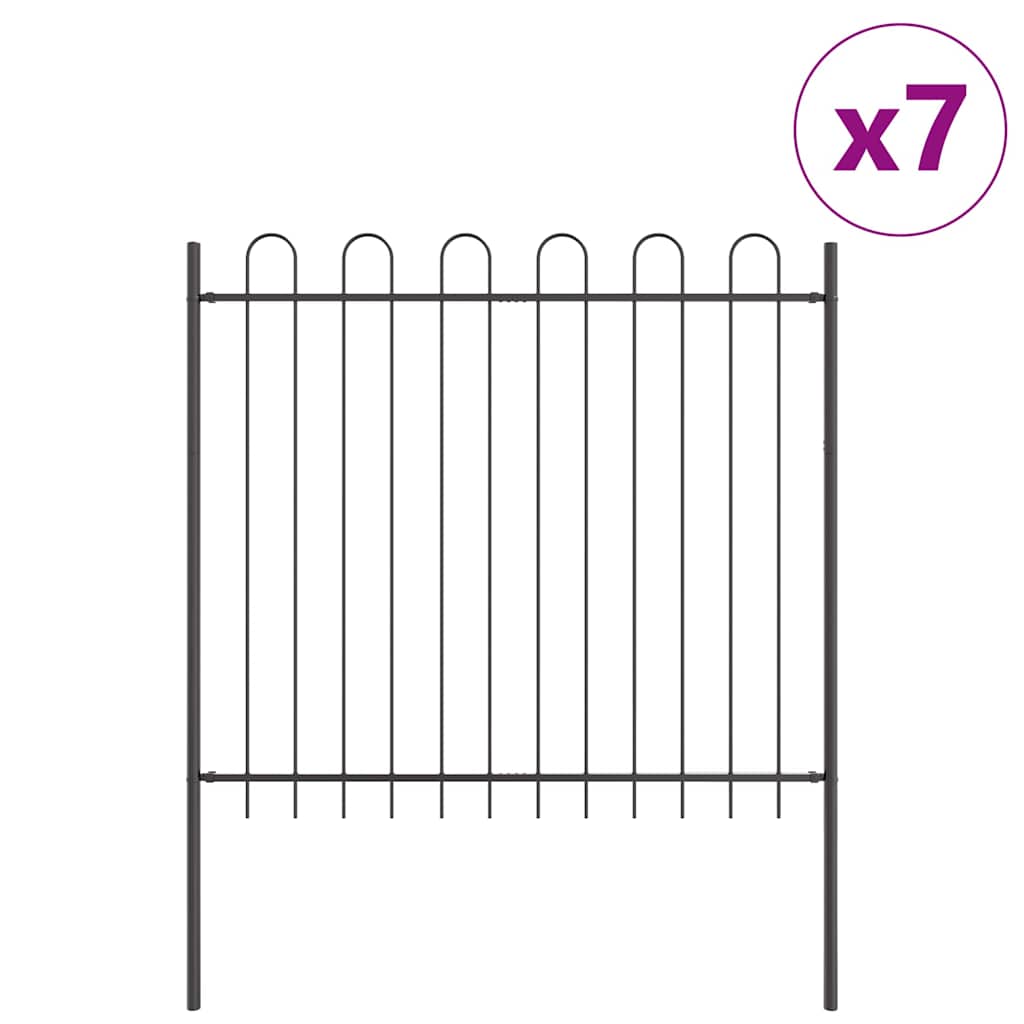 Vrtna Ograda 7 pcs Siva 11,9 x 1,5 m Čelik s prahom