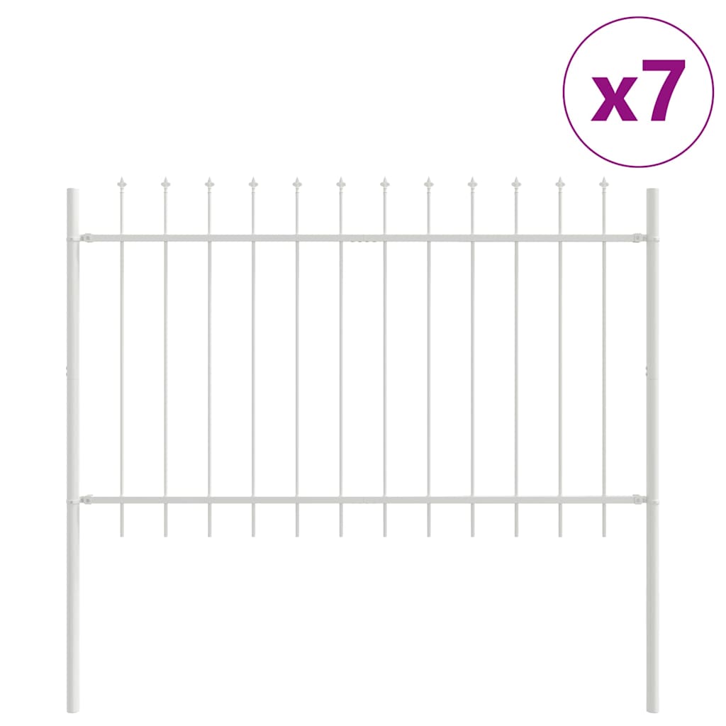Vrtna Ograda 7 pcs Bijelo 11,9 x 0,8 m Čelik s prahom