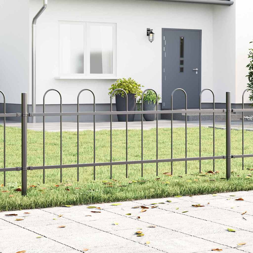 Vrtna Ograda 8 pcs Siva 13,6 x 0,6 m Čelik s prahom