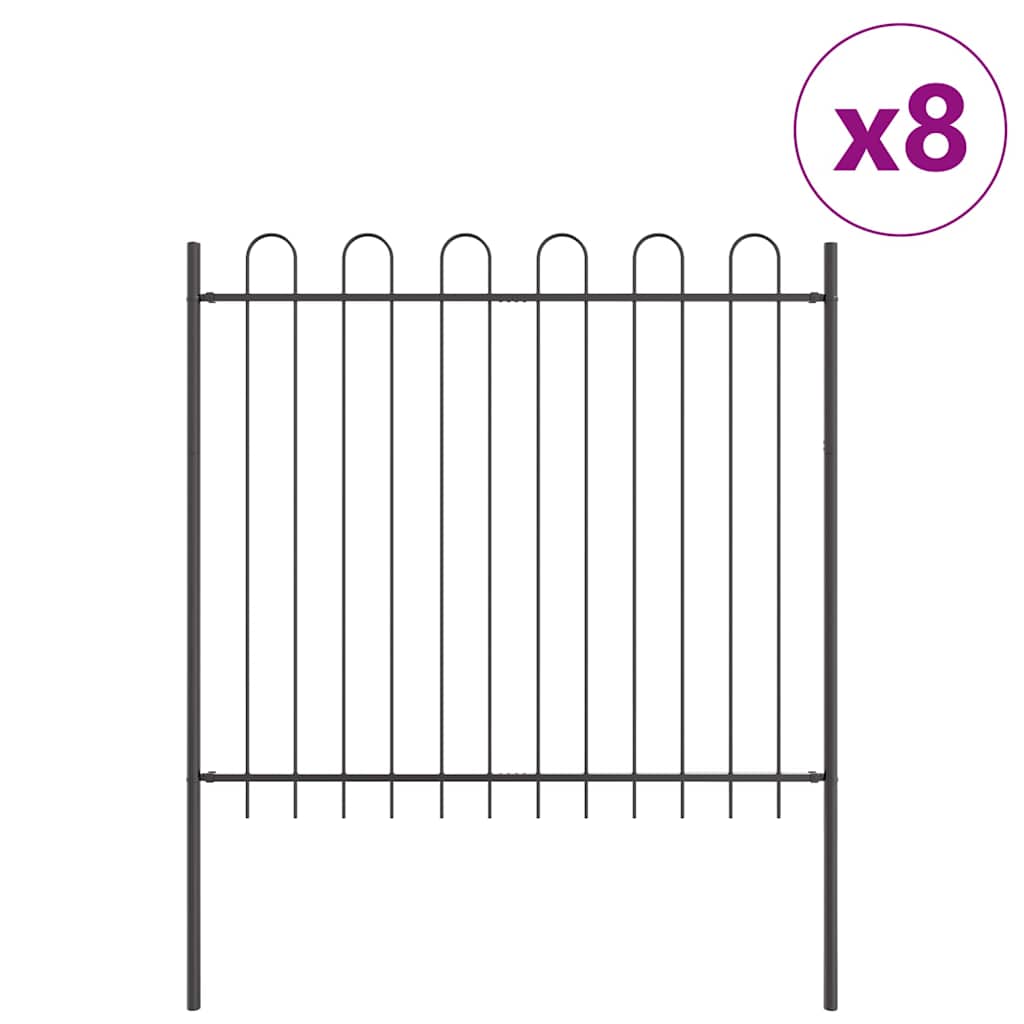 Vrtna Ograda 8 pcs Siva 13,6 x 1,5 m Čelik s prahom