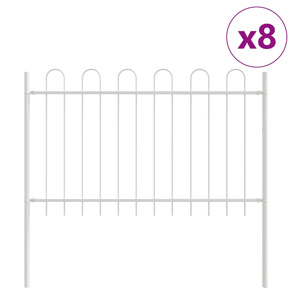 Vrtna Ograda 8 pcs Bijelo 13,6 x 1 m Čelik s prahom