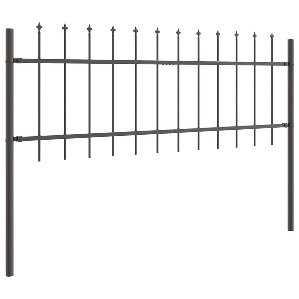 Vrtna Ograda 9 pcs Siva 15,3 x 0,6 m Čelik s prahom