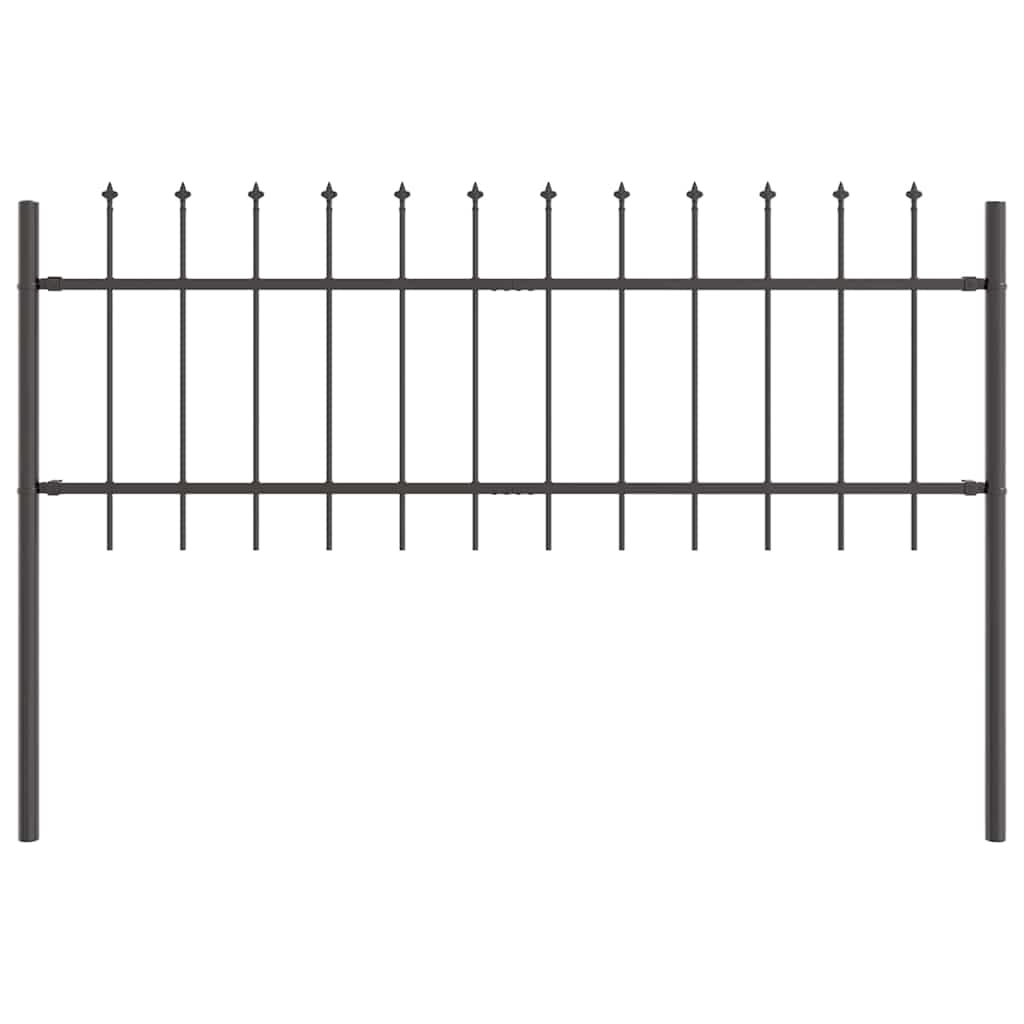 Vrtna Ograda 9 pcs Siva 15,3 x 0,6 m Čelik s prahom