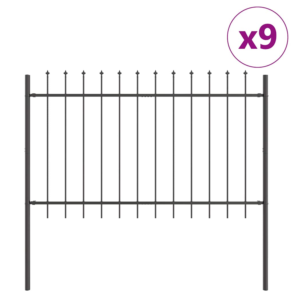 Vrtna Ograda 9 pcs Siva 15,3 x 1 m Čelik s prahom