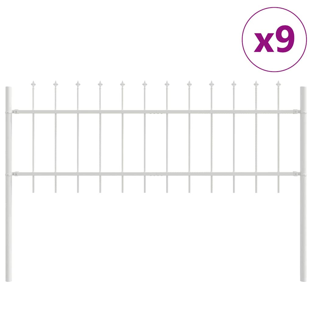 Vrtna Ograda 9 pcs Bijelo 15,3 x 0,6 m Čelik s prahom