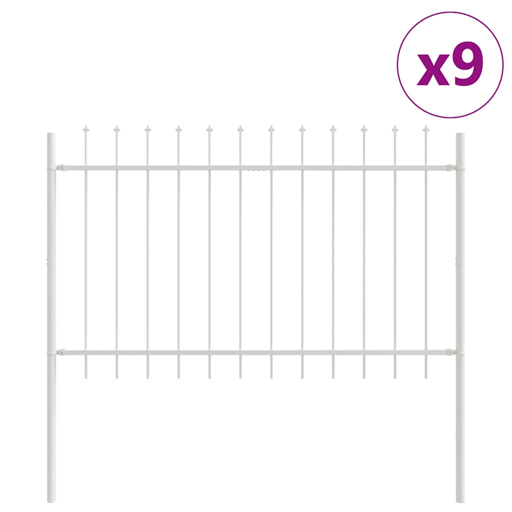 Vrtna Ograda 9 pcs Bijelo 15,3 x 1,2 m Čelik s prahom