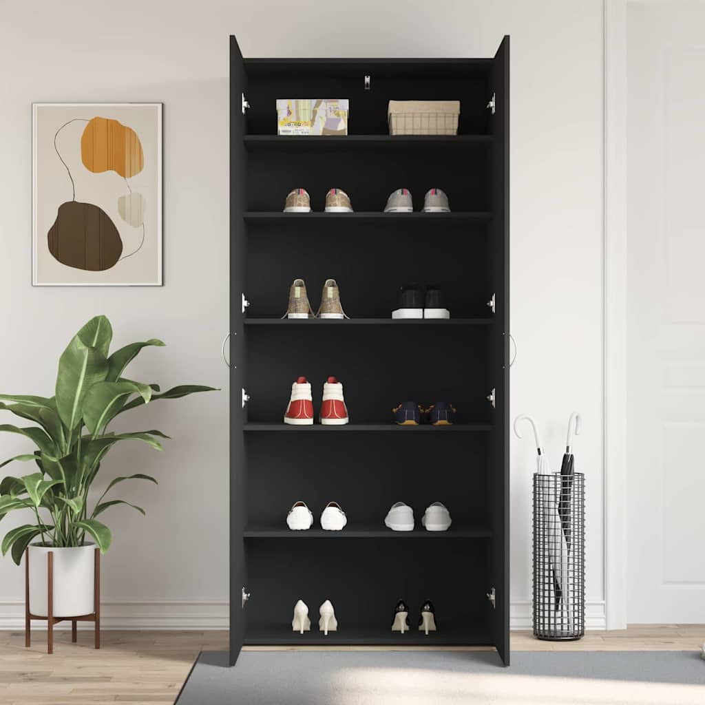 Ormar za cipele Crna 80 x 35.5 x 180 cm Konstruirano drvo