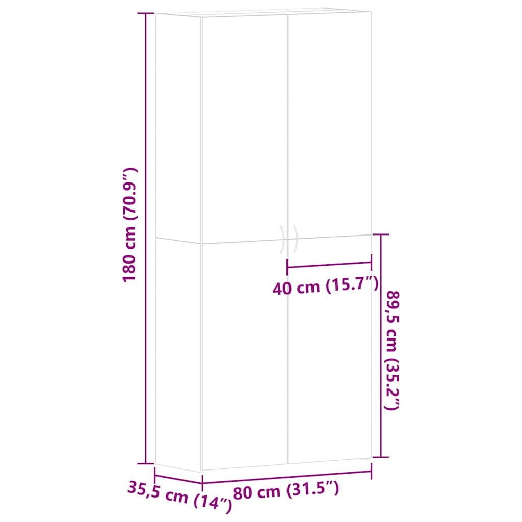 Ormar za cipele Šareni 80 x 35.5 x 180 cm Konstruirano drvo