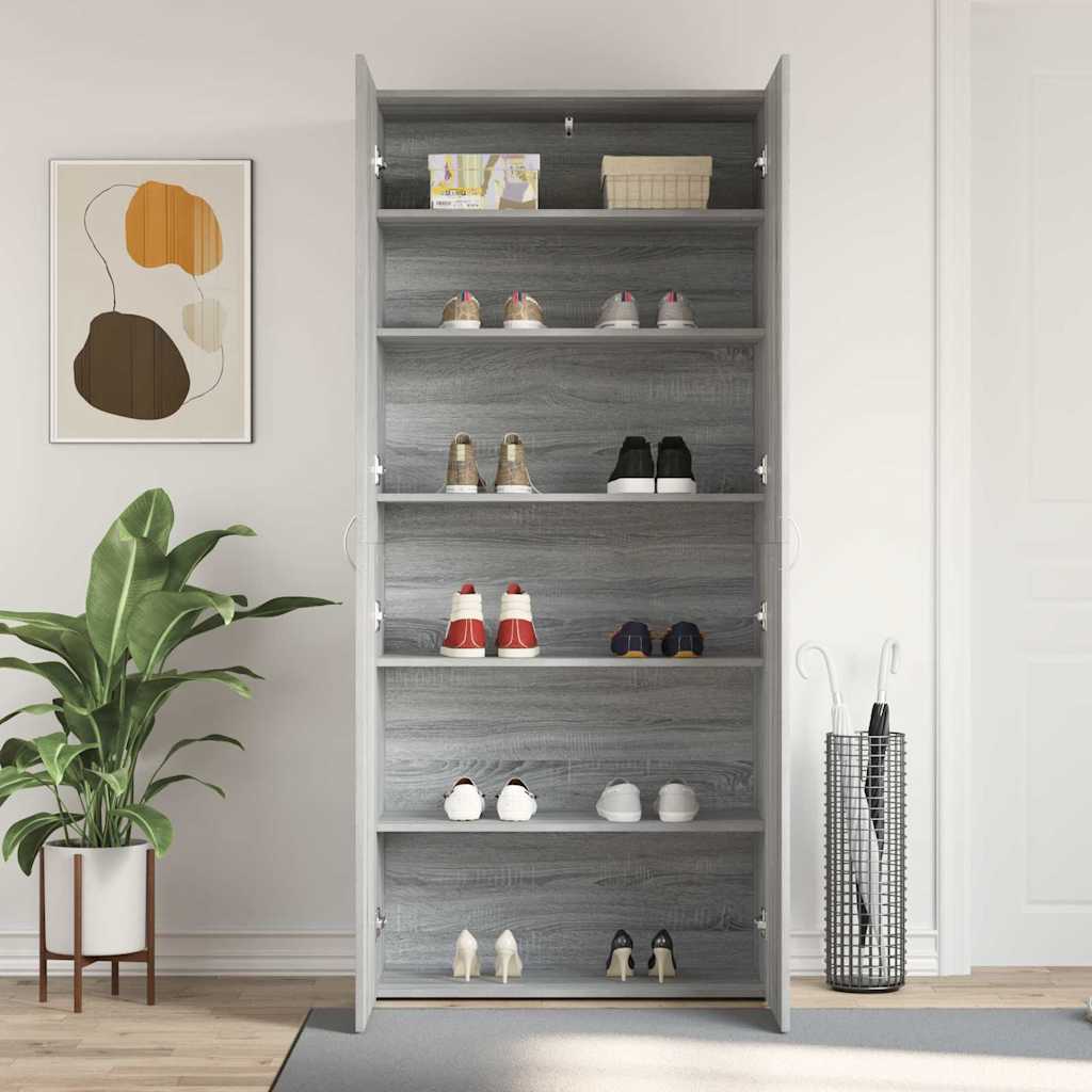 Ormar za cipele Siva 80 x 35.5 x 180 cm Konstruirano drvo