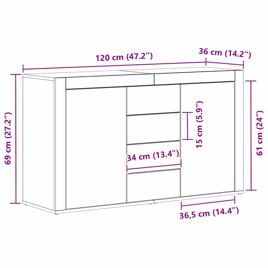 Kreveta Dimljeni hrast 120 x 36 x 69 cm Konstruirano drvo