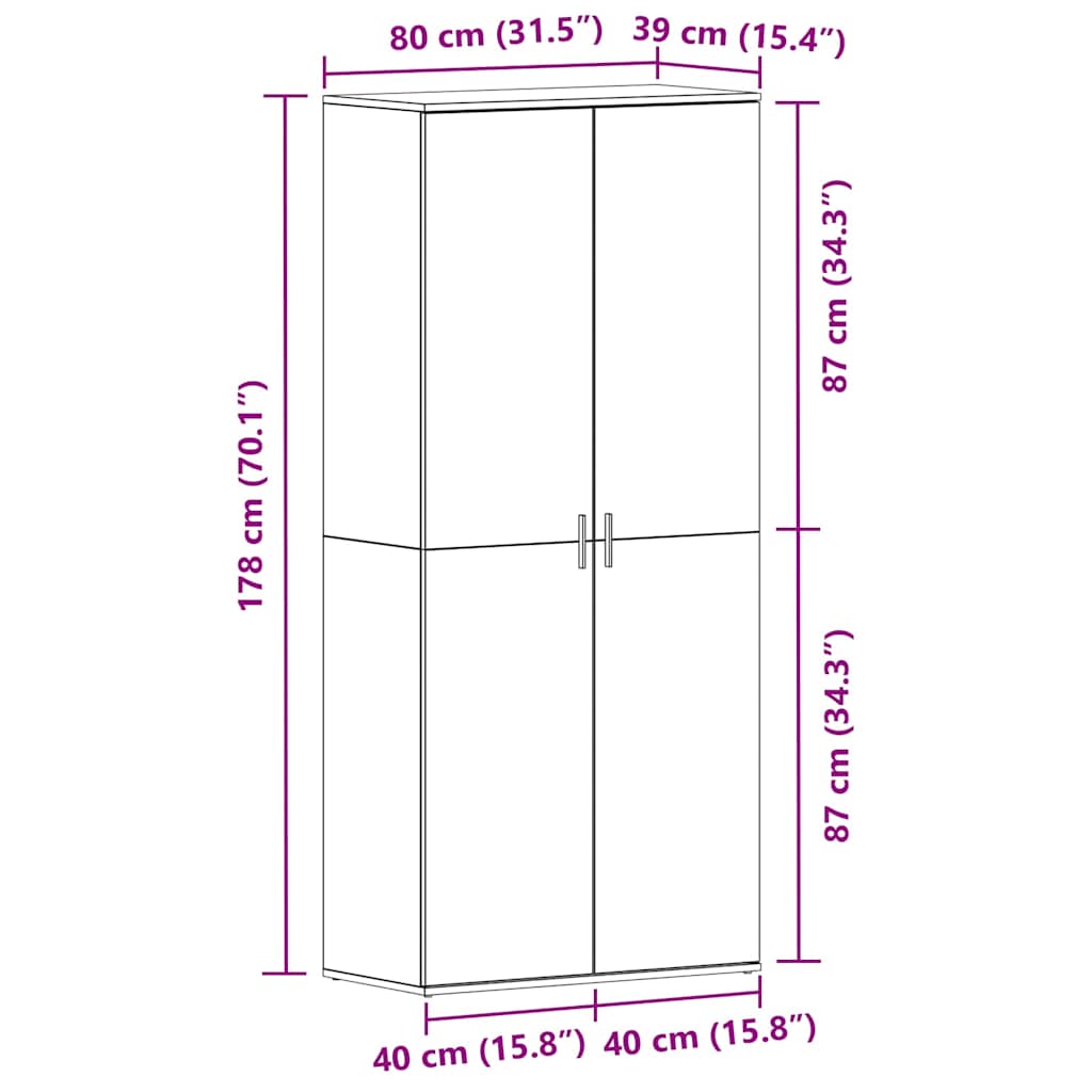 Ormar za cipele Crni hrast 80 x 39 x 178 cm Konstruirano drvo