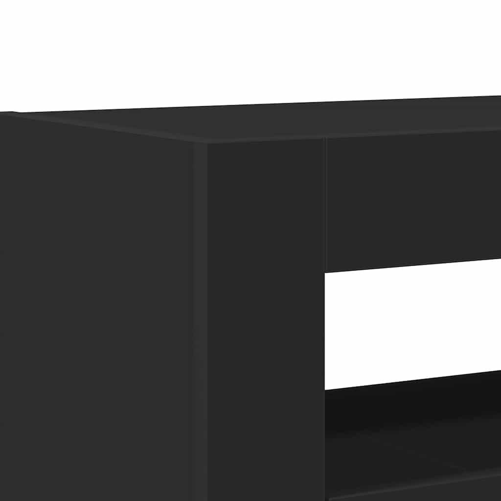 Kreveta S LED lampica Crna 116 x 30 x 75 cm Konstruirano drvo
