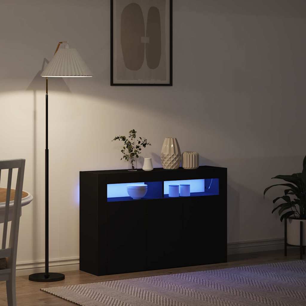 Kreveta S LED lampica Crna 116 x 30 x 75 cm Konstruirano drvo