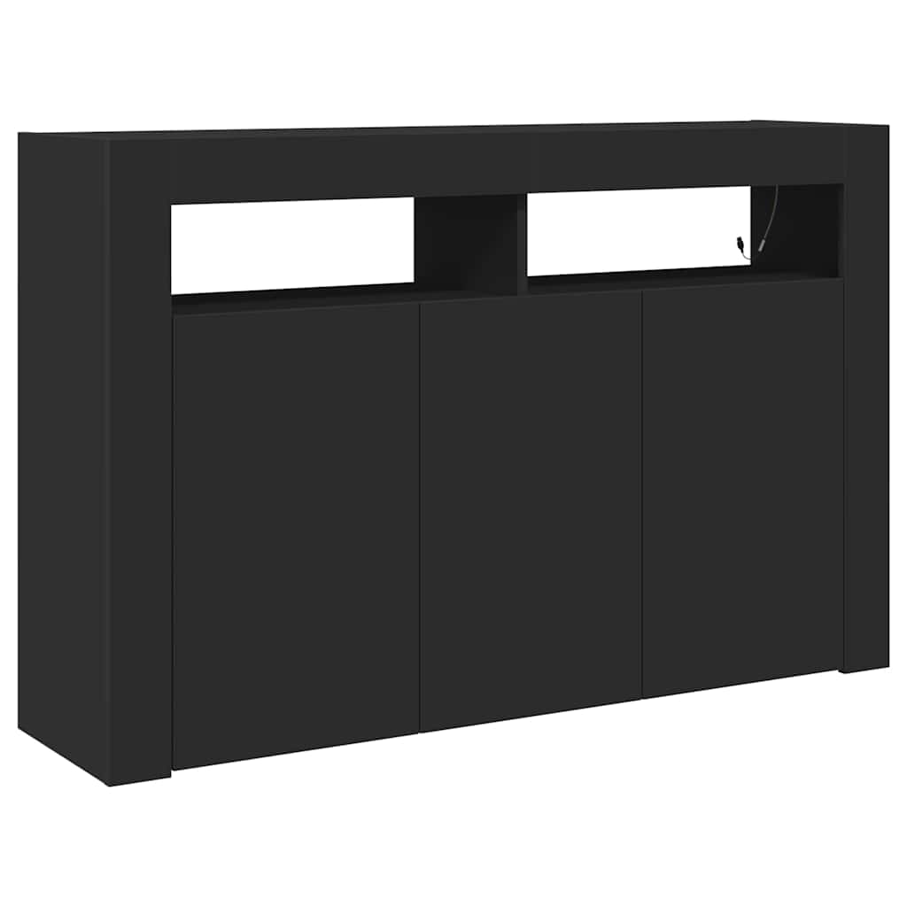 Kreveta S LED lampica Crna 116 x 30 x 75 cm Konstruirano drvo