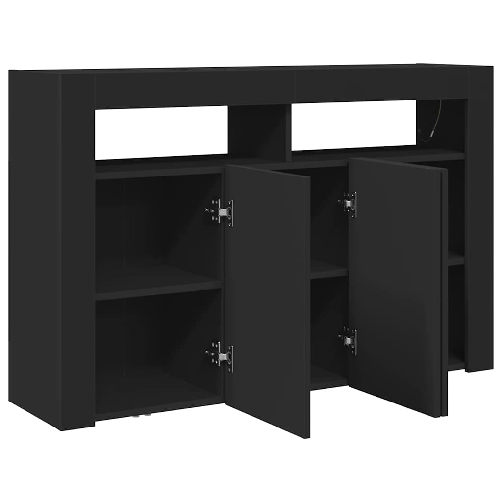Kreveta S LED lampica Crna 116 x 30 x 75 cm Konstruirano drvo