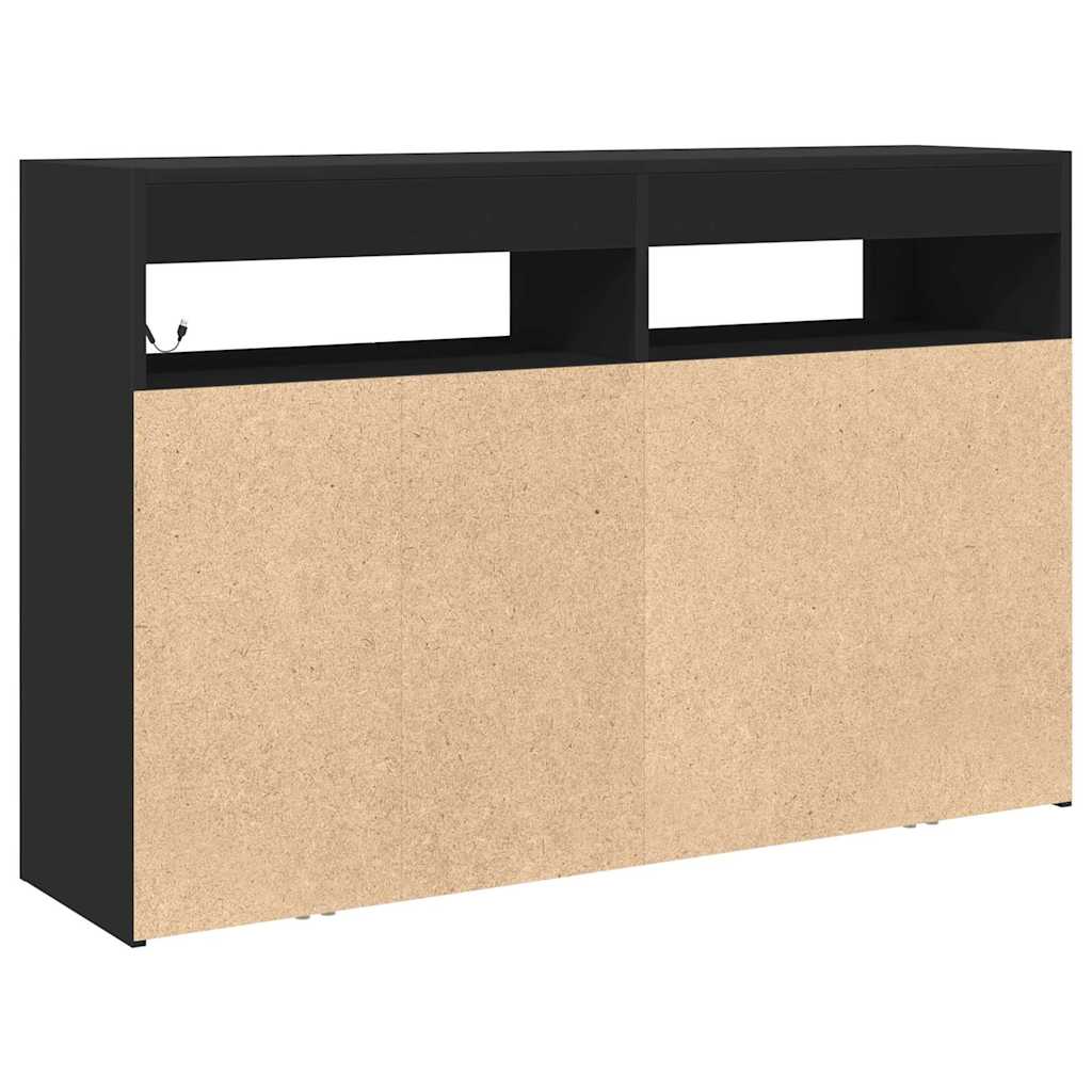 Kreveta S LED lampica Crna 116 x 30 x 75 cm Konstruirano drvo