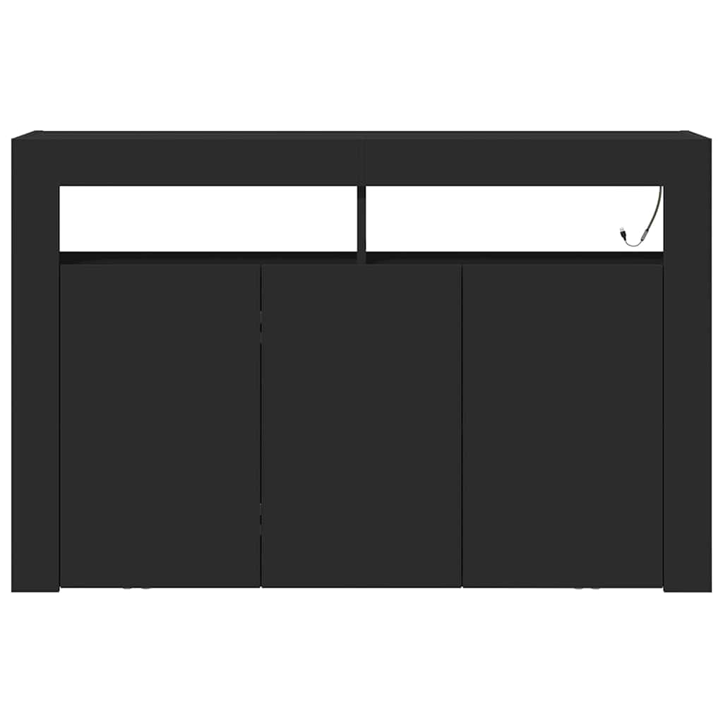 Kreveta S LED lampica Crna 116 x 30 x 75 cm Konstruirano drvo