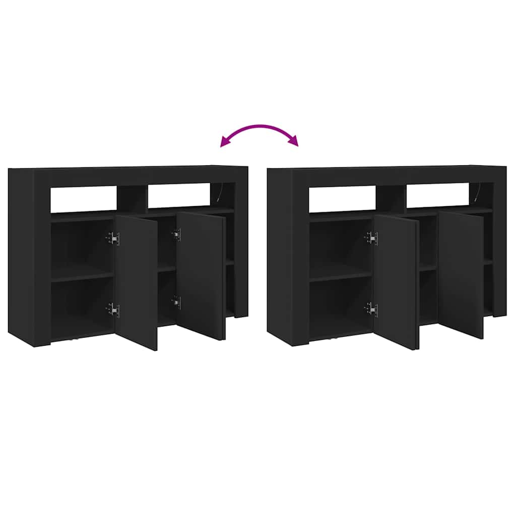 Kreveta S LED lampica Crna 116 x 30 x 75 cm Konstruirano drvo