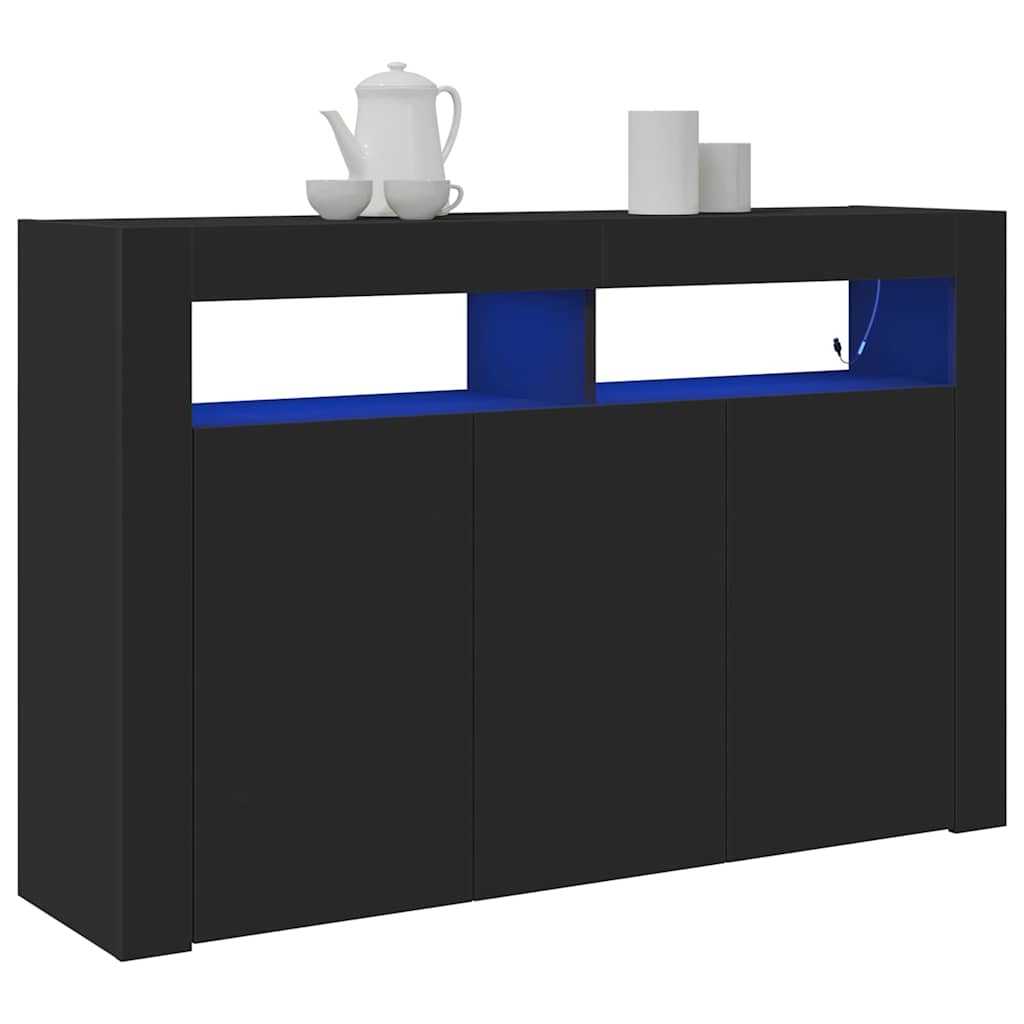 Kreveta S LED lampica Crna 116 x 30 x 75 cm Konstruirano drvo