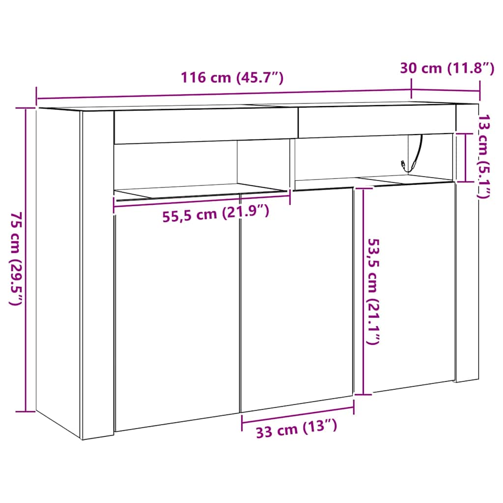 Kreveta S LED lampica Crna 116 x 30 x 75 cm Konstruirano drvo