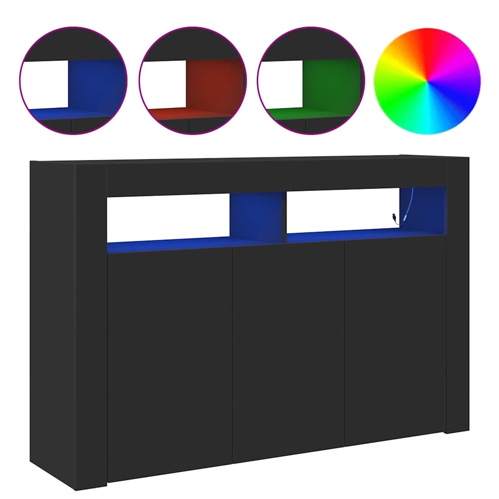 Kreveta S LED lampica Crna 116 x 30 x 75 cm Konstruirano drvo