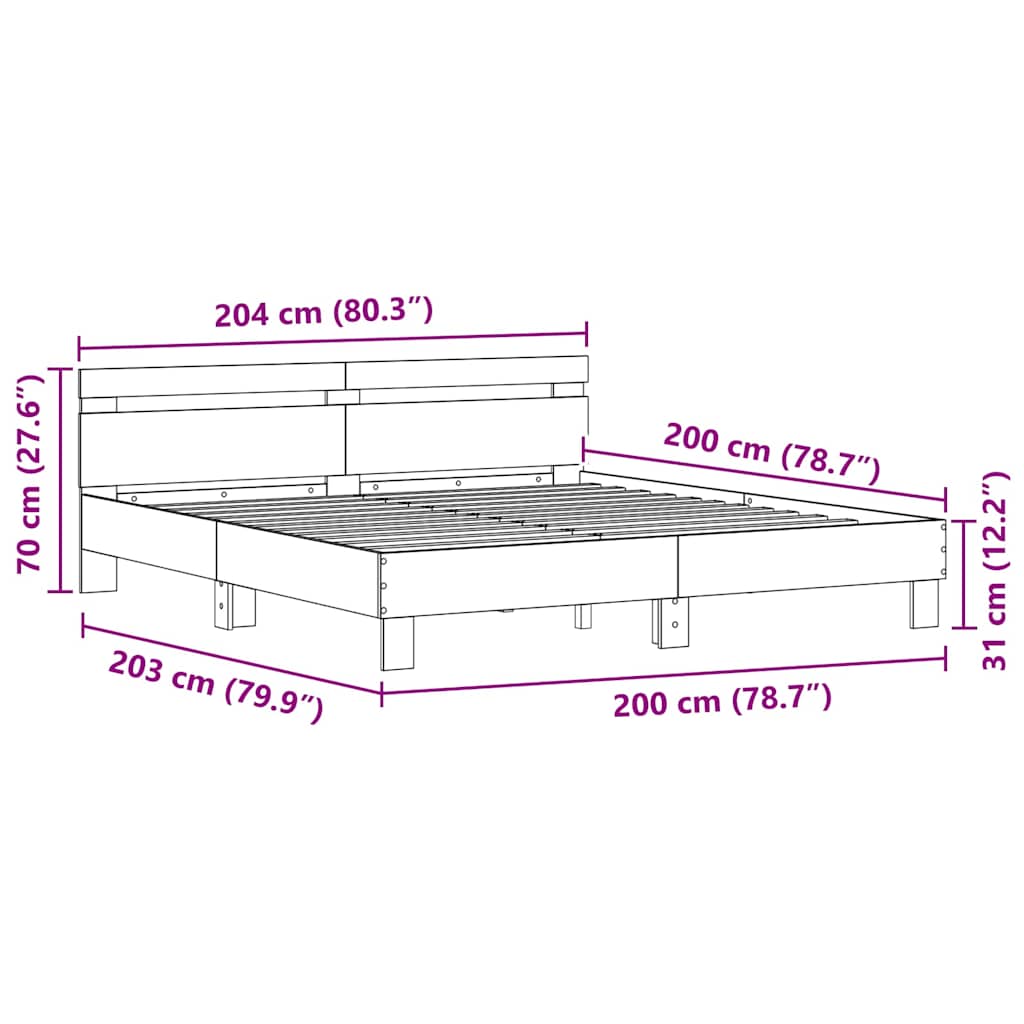 Krevetna konstrukcija Crni hrast 200 x 200 cm Konstruirano drvo