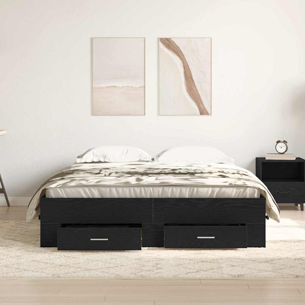 Krevetna konstrukcija Crni hrast 135 x 190 cm Konstruirano drvo