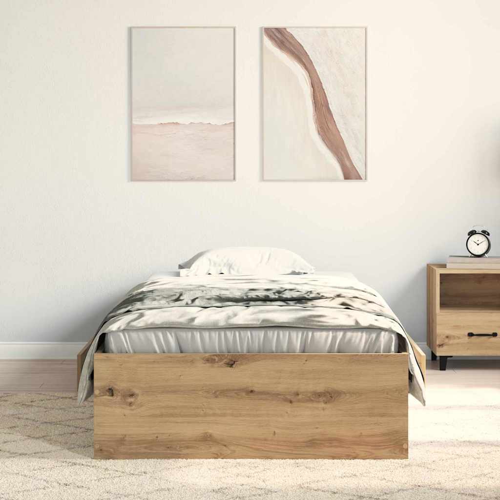 Krevetna konstrukcija s ladicama Umjetnički hrast 100 x 200 cm