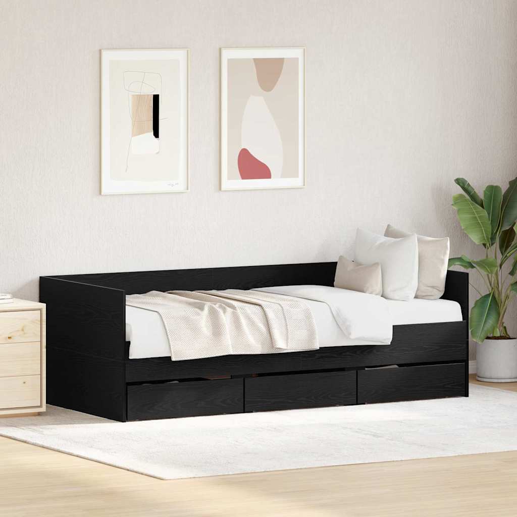 Krevet na dan Crni hrast 90 x 190 cm Konstruirano drvo