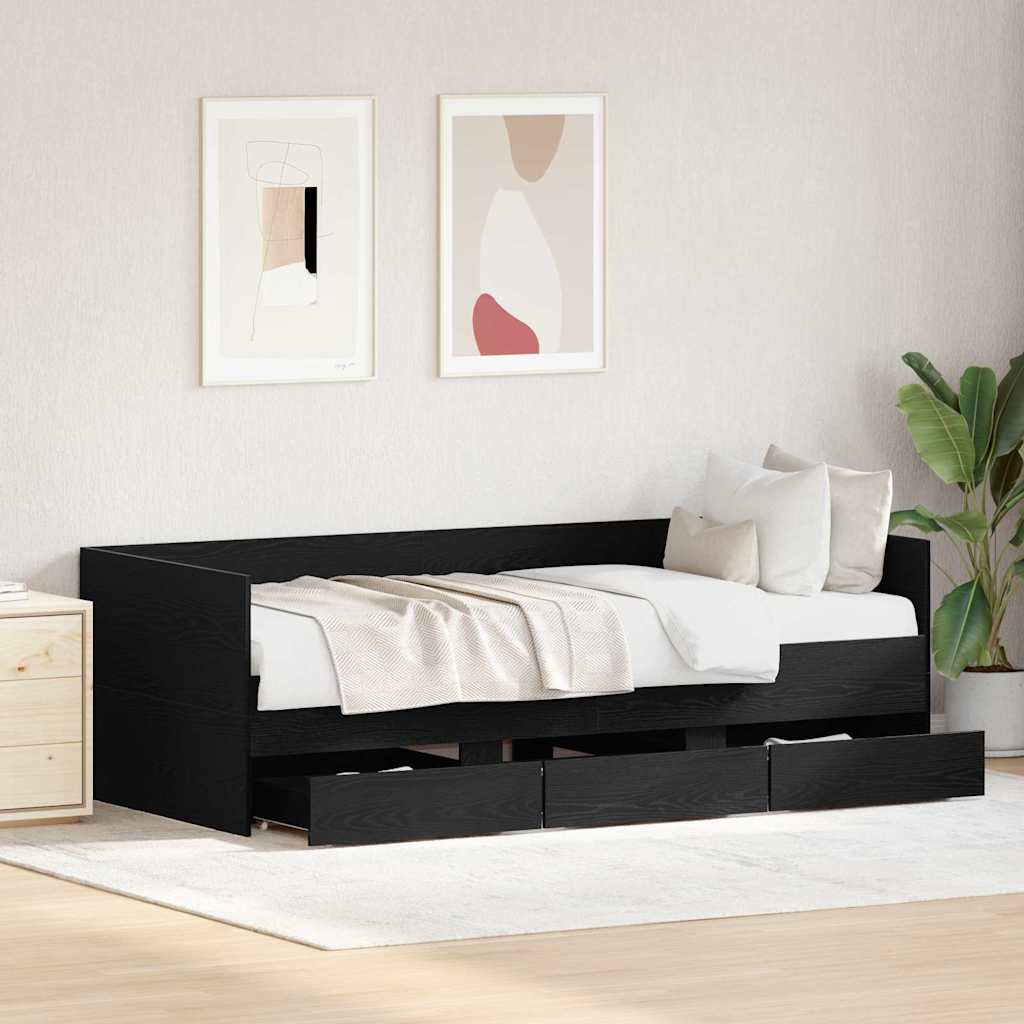 Krevet na dan Crni hrast 90 x 190 cm Konstruirano drvo