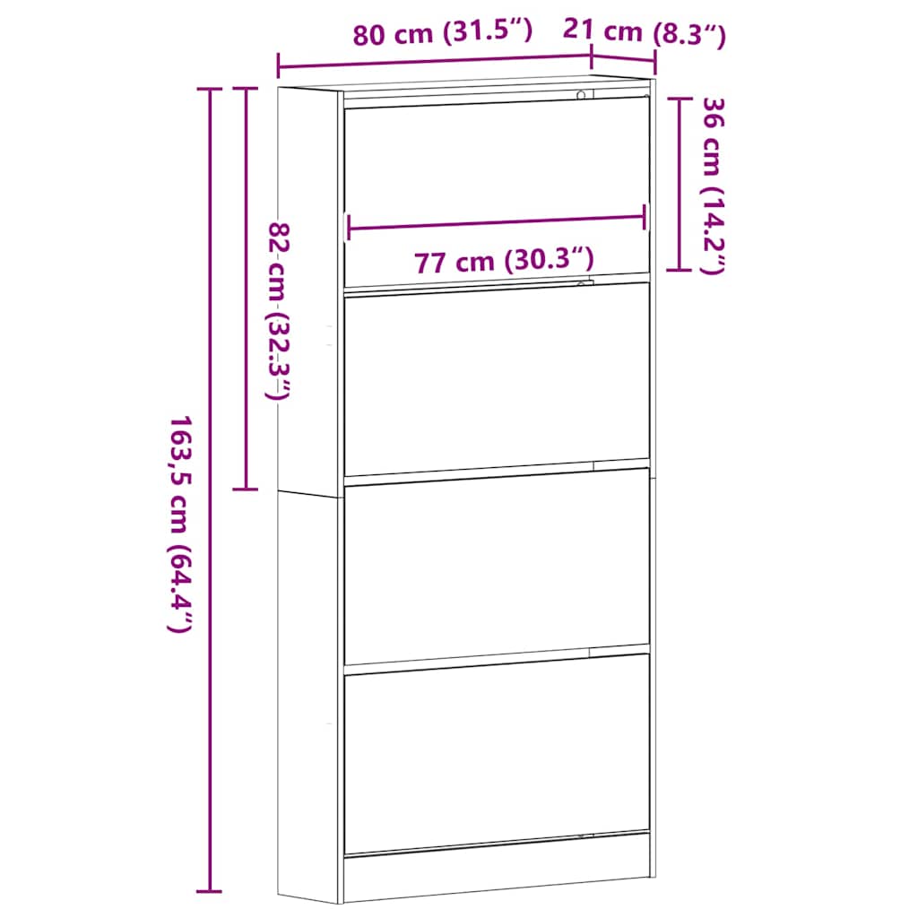 Ormar za cipele Crni hrast 80 x 21 x 163,5 cm Konstruirano drvo