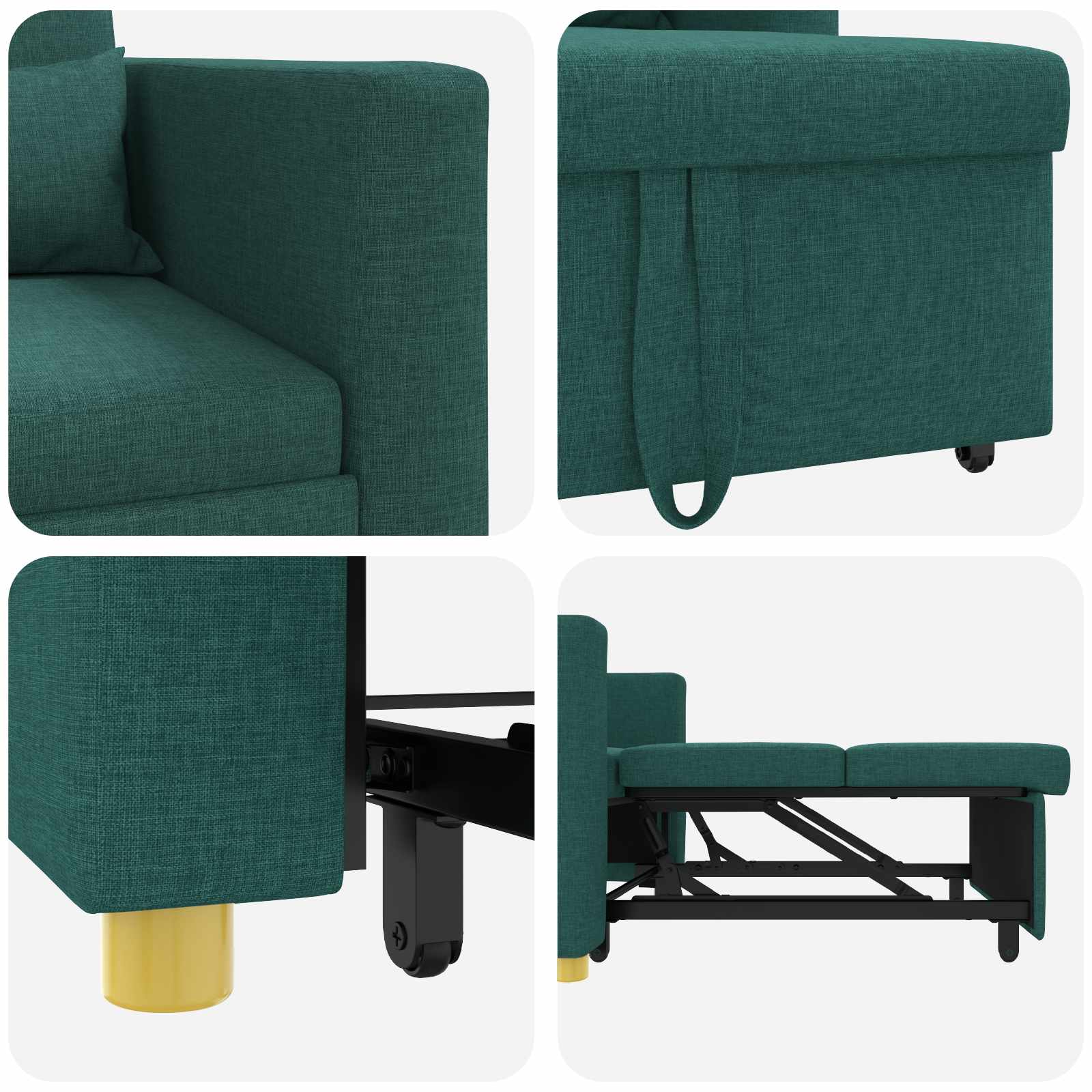 Sofa na razvlačenje Singl Tamnozelena 90 x 165 x 87 cm tkanina