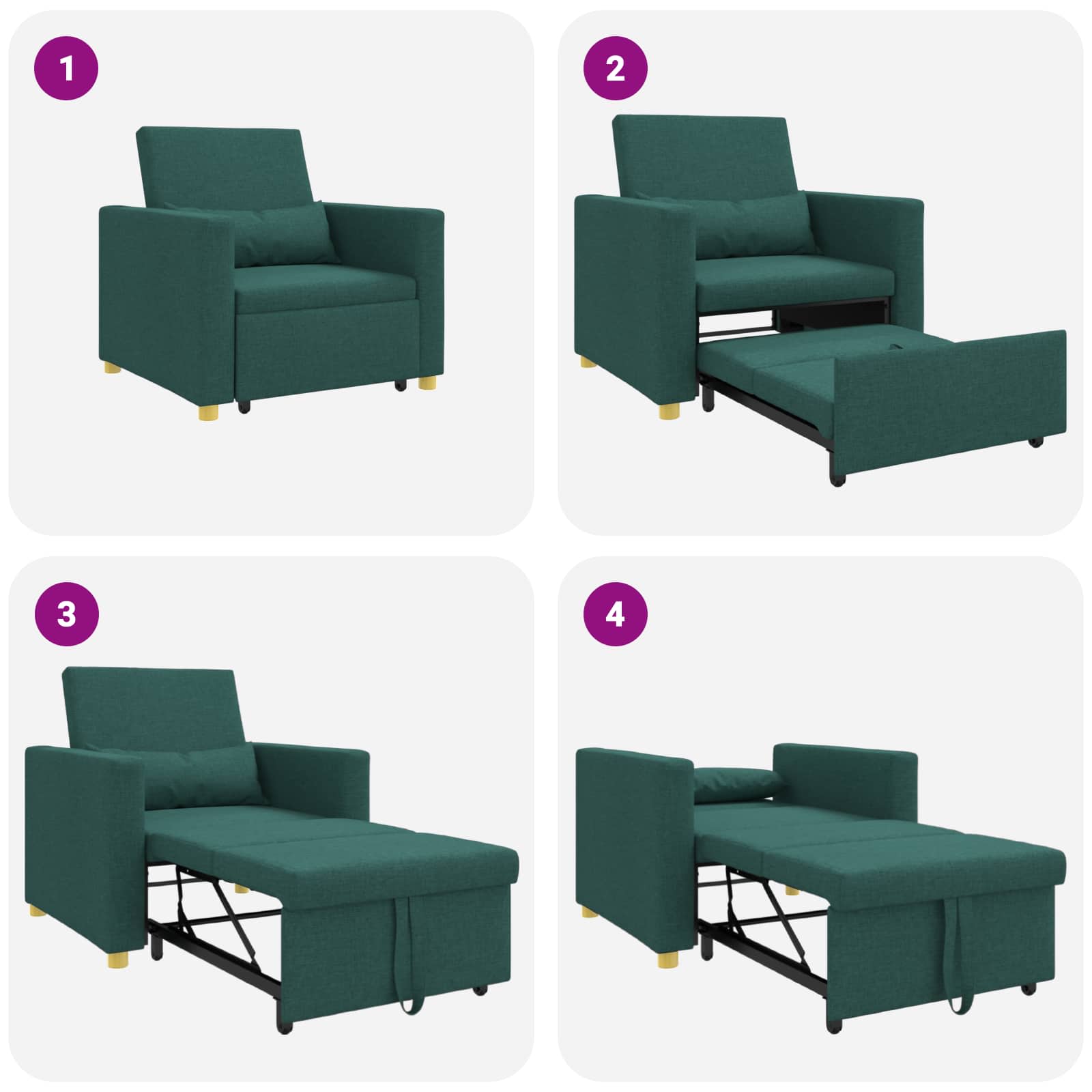 Sofa na razvlačenje Singl Tamnozelena 90 x 165 x 87 cm tkanina