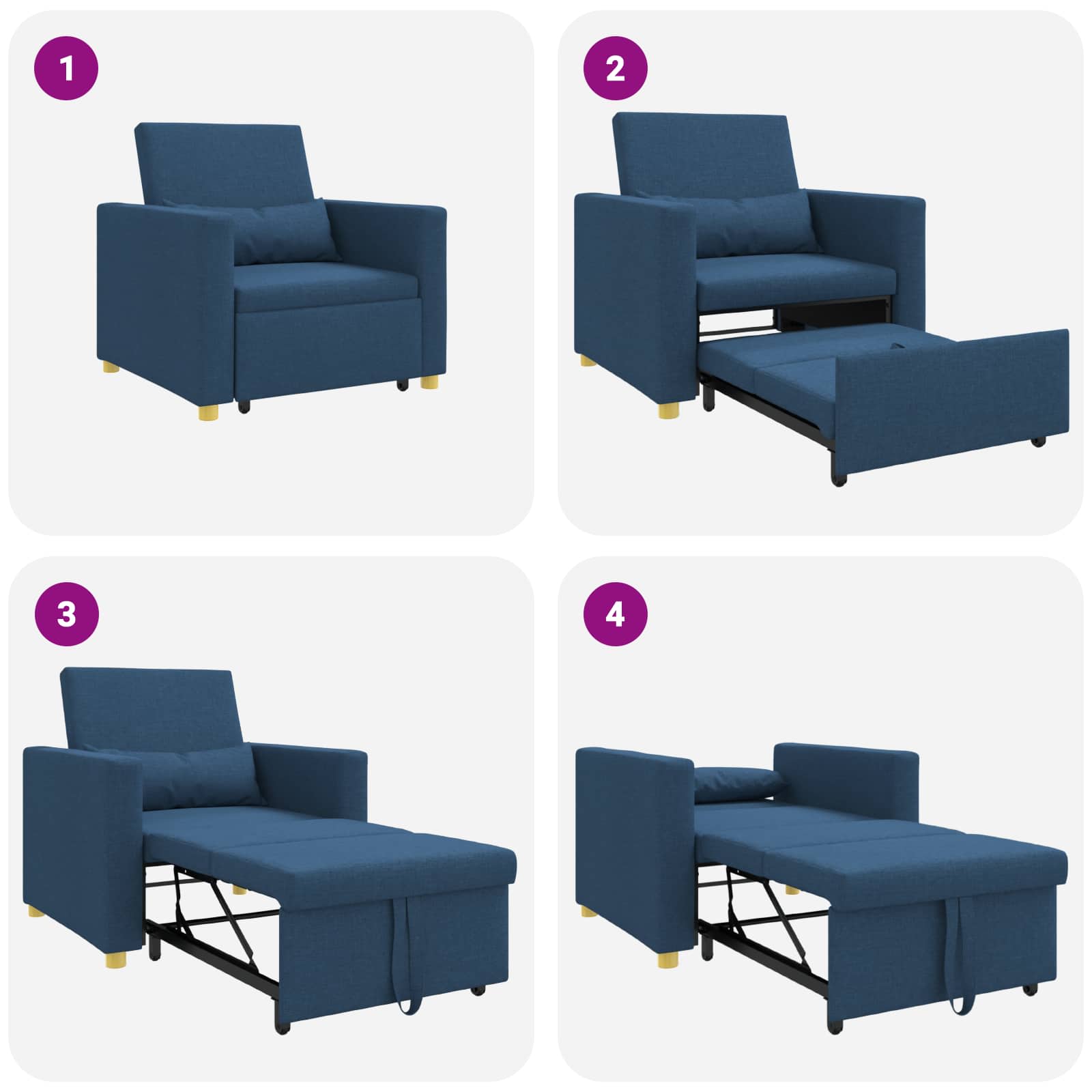 Sofa na razvlačenje Singl Plava 90 x 165 x 87 cm tkanina