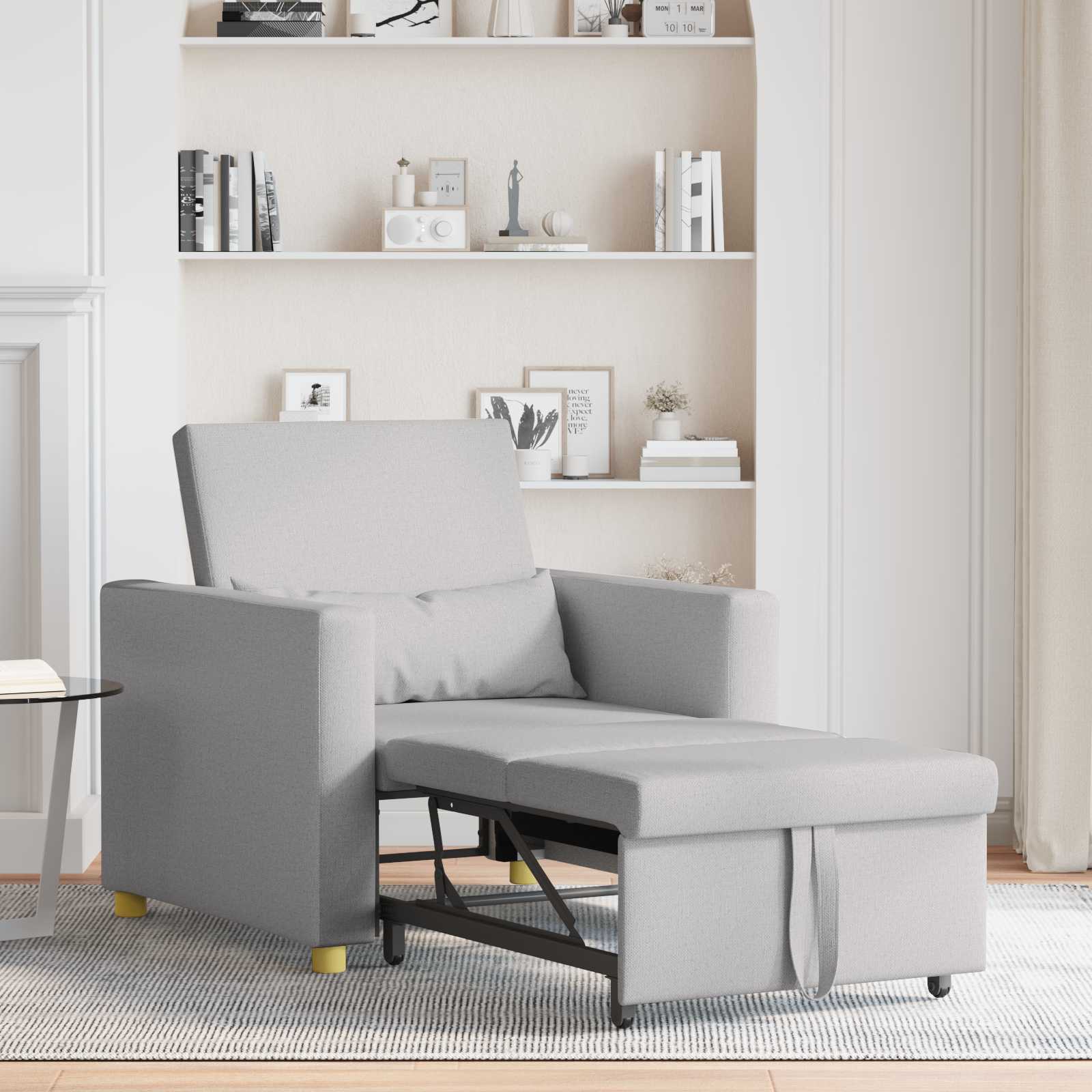 Sofa na razvlačenje Singl s kotačima Siva boja oblaka tkanina