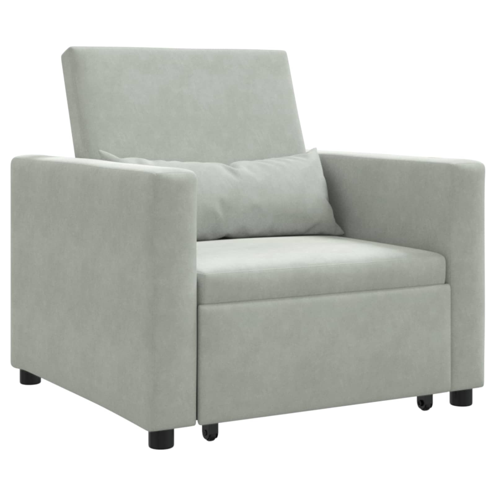 Sofa na razvlačenje Singl s kotačima Svjetlosiva Baršun