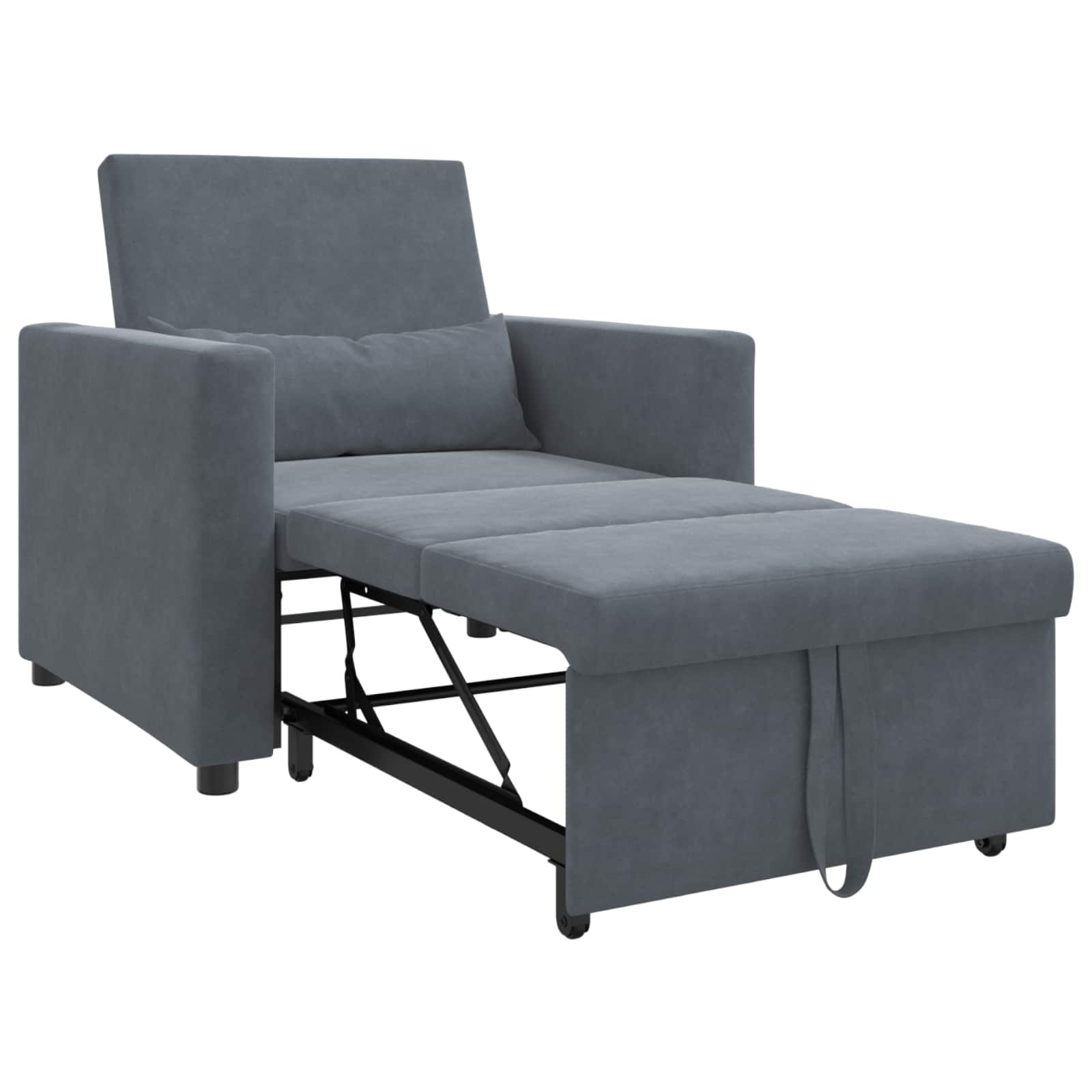 Sofa na razvlačenje Singl s kotačima Tamno siva Baršun