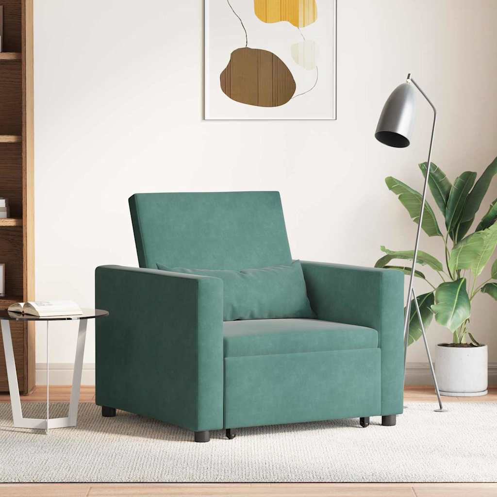 Sofa na razvlačenje Singl s kotačima Tamnozelena Baršun