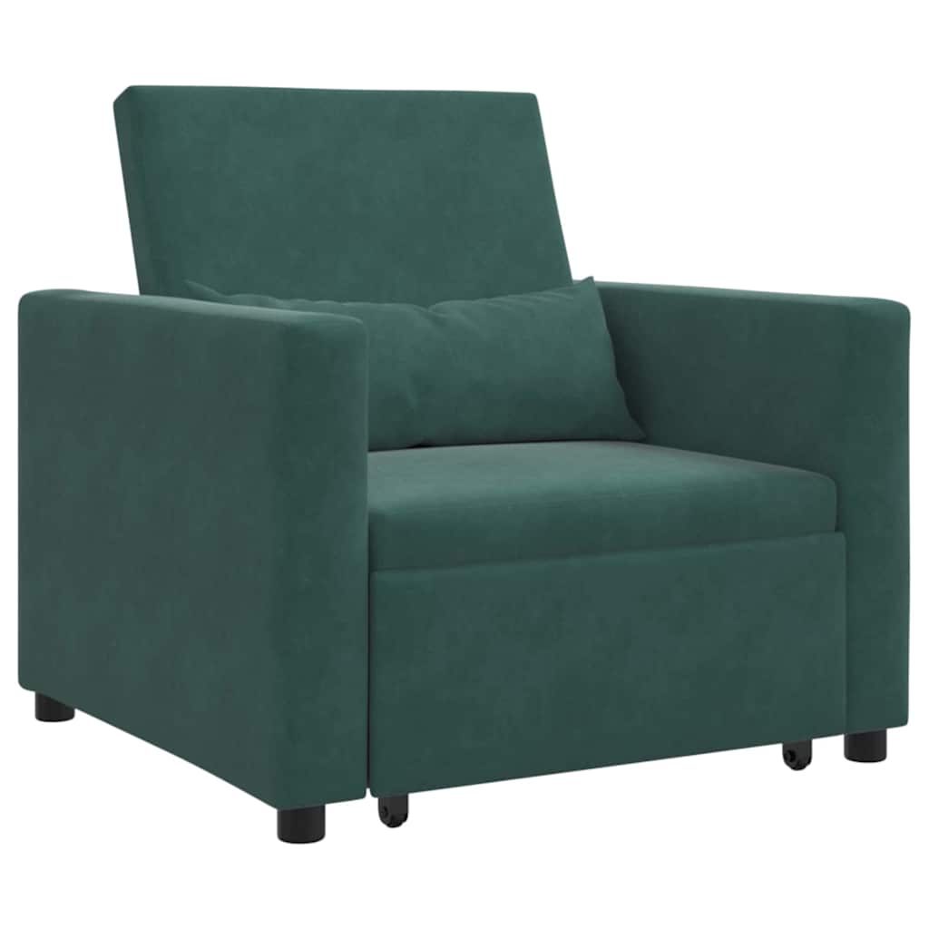 Sofa na razvlačenje Singl s kotačima Tamnozelena Baršun