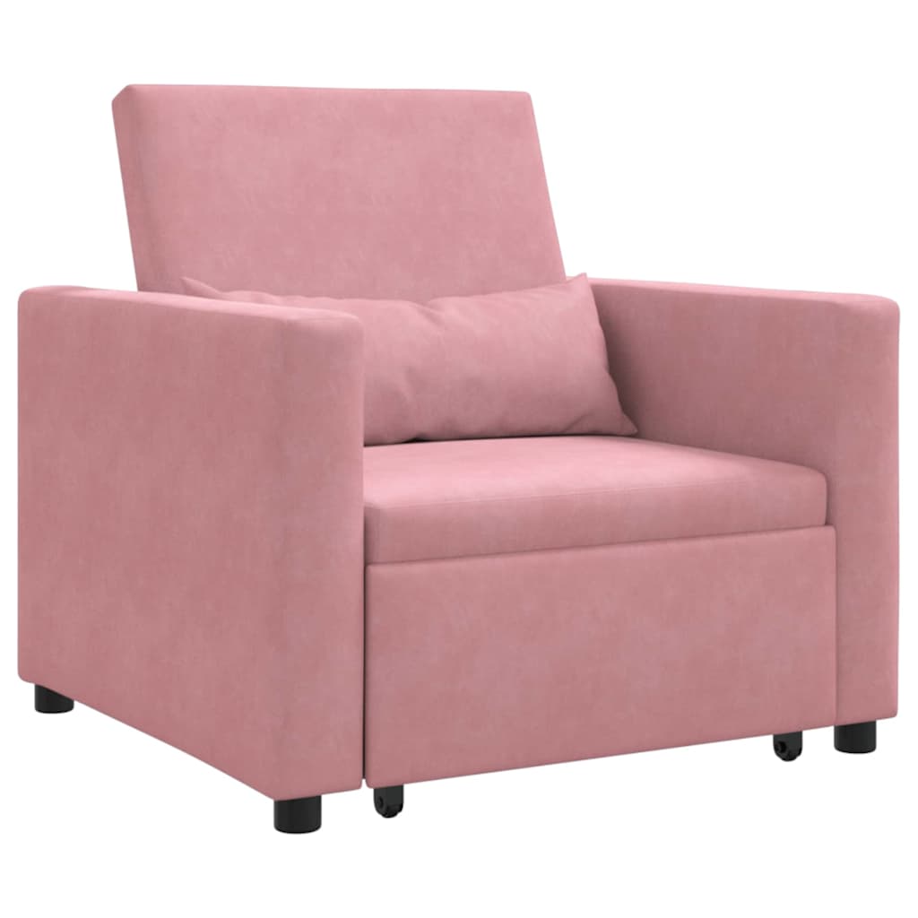 Sofa na razvlačenje Singl s kotačima Svijetlo ružičasta Baršun
