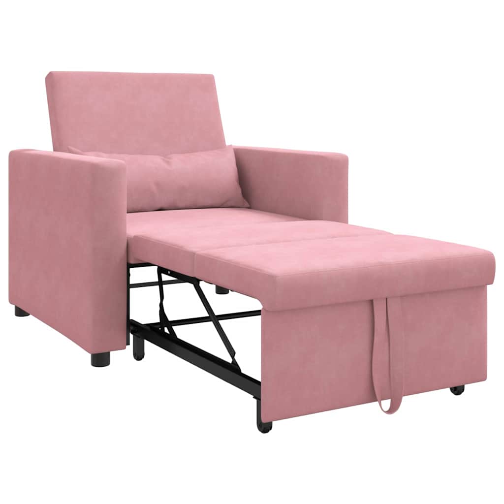 Sofa na razvlačenje Singl s kotačima Svijetlo ružičasta Baršun