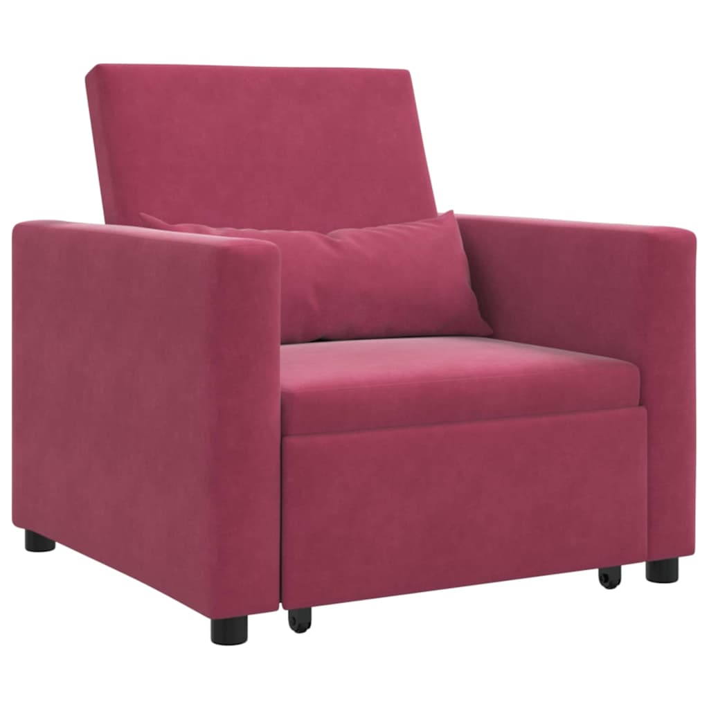 Sofa na razvlačenje Singl s kotačima boja crnog vina Baršun