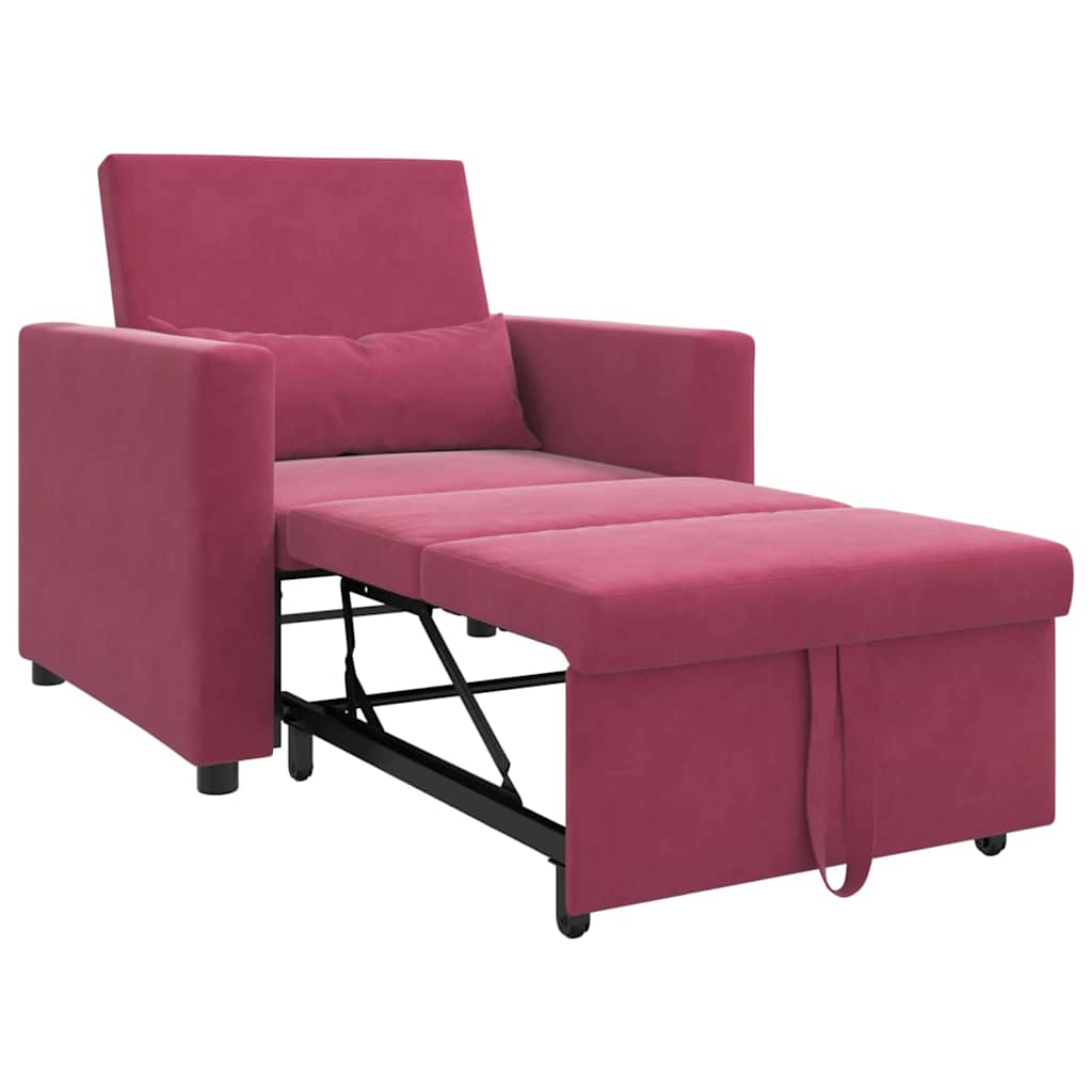Sofa na razvlačenje Singl s kotačima boja crnog vina Baršun