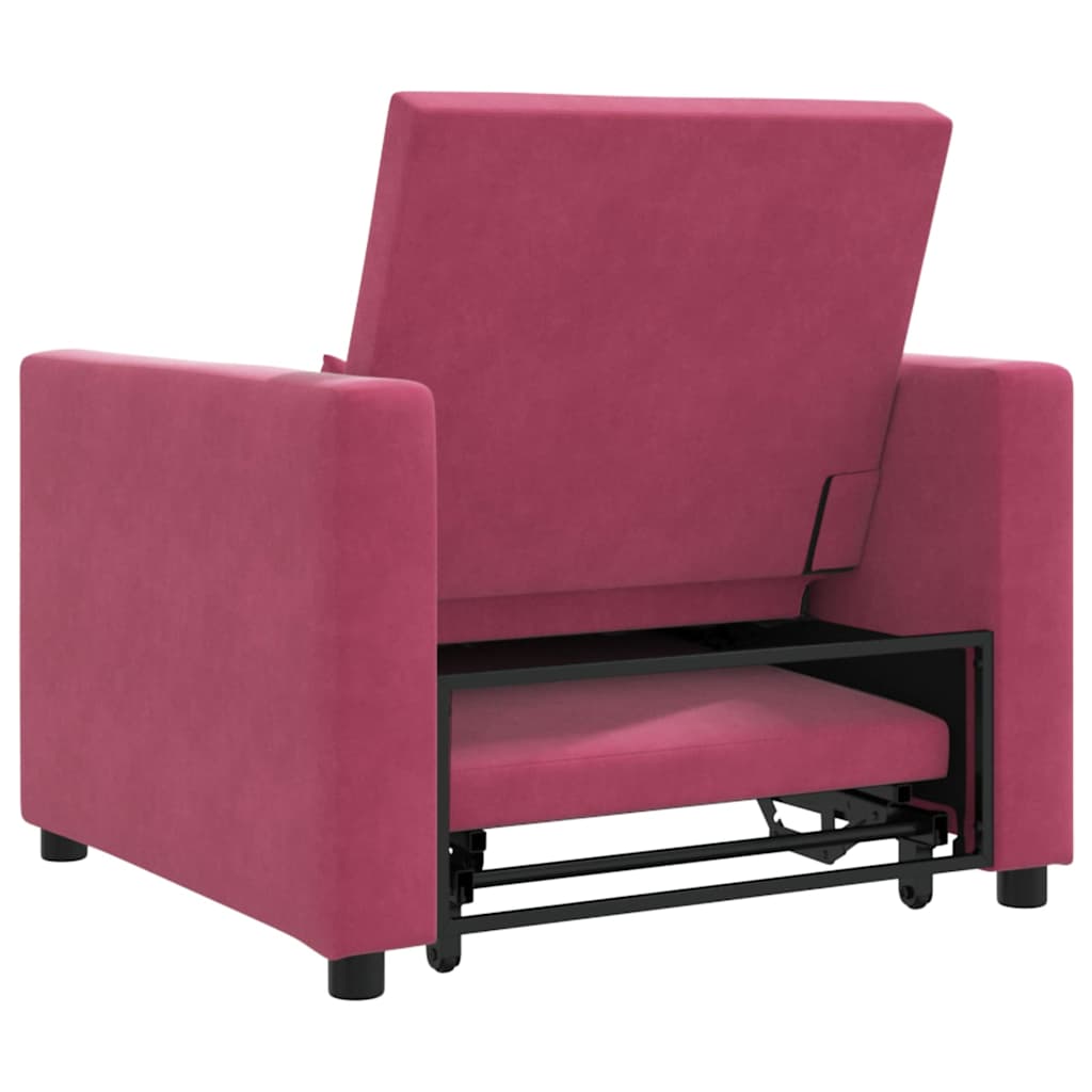 Sofa na razvlačenje Singl s kotačima boja crnog vina Baršun