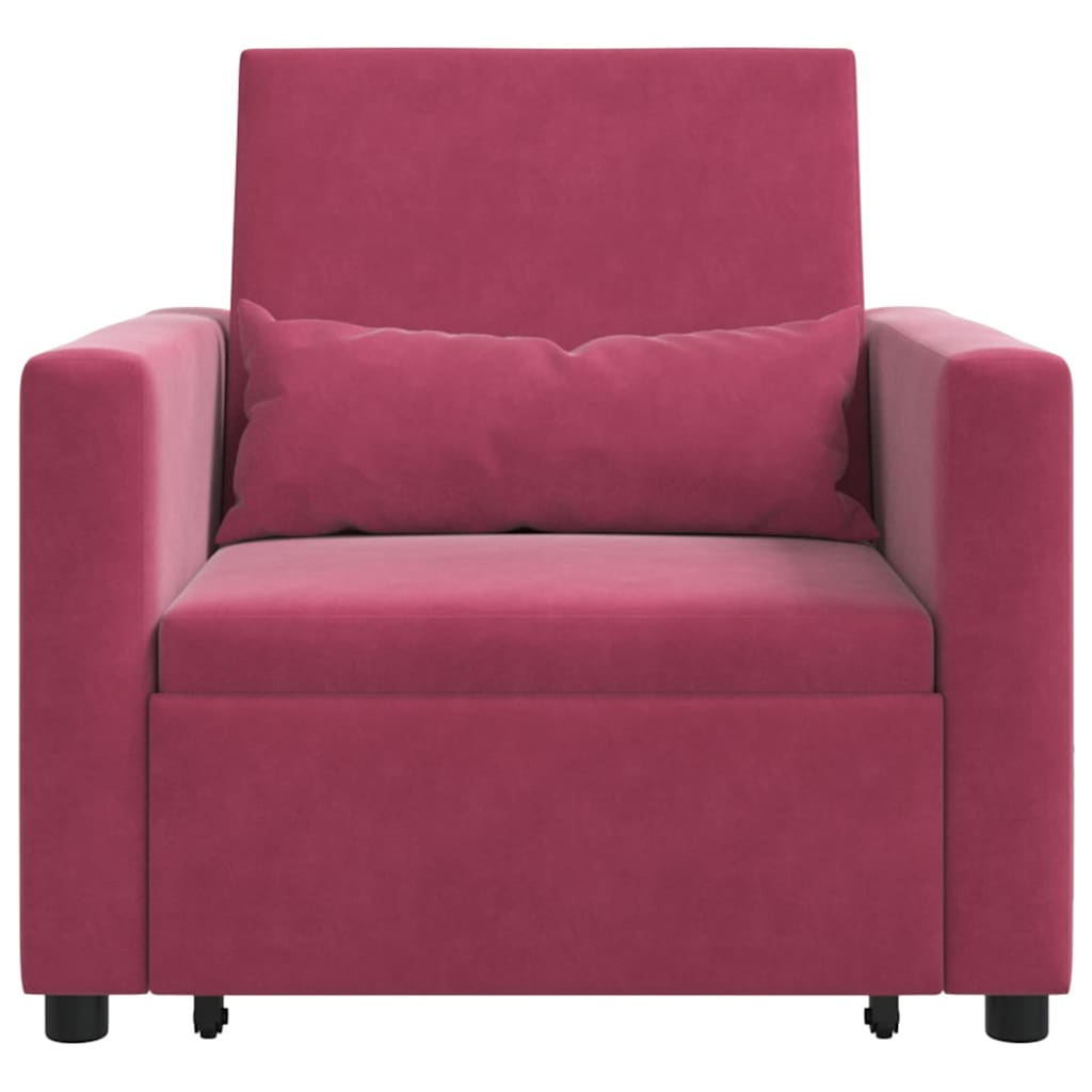 Sofa na razvlačenje Singl s kotačima boja crnog vina Baršun