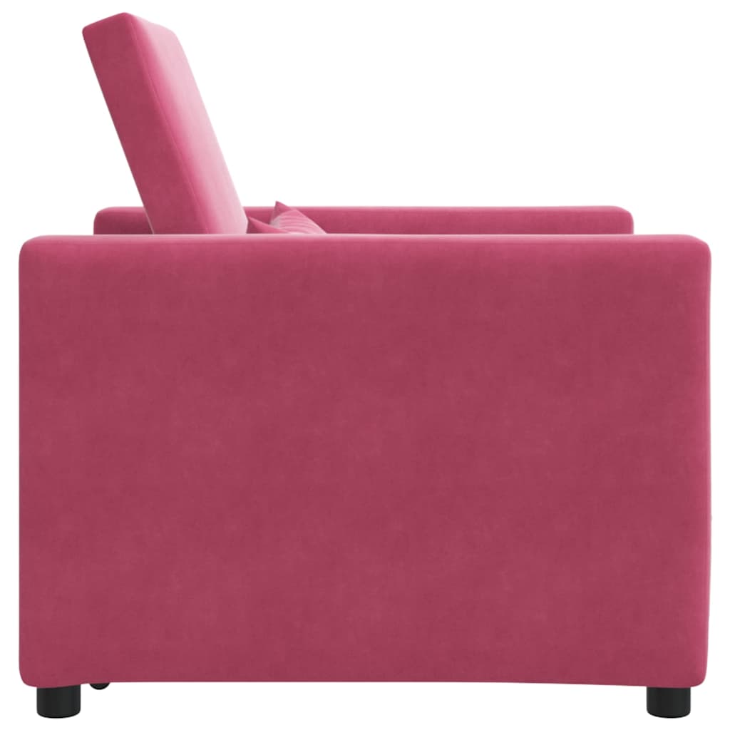 Sofa na razvlačenje Singl s kotačima boja crnog vina Baršun