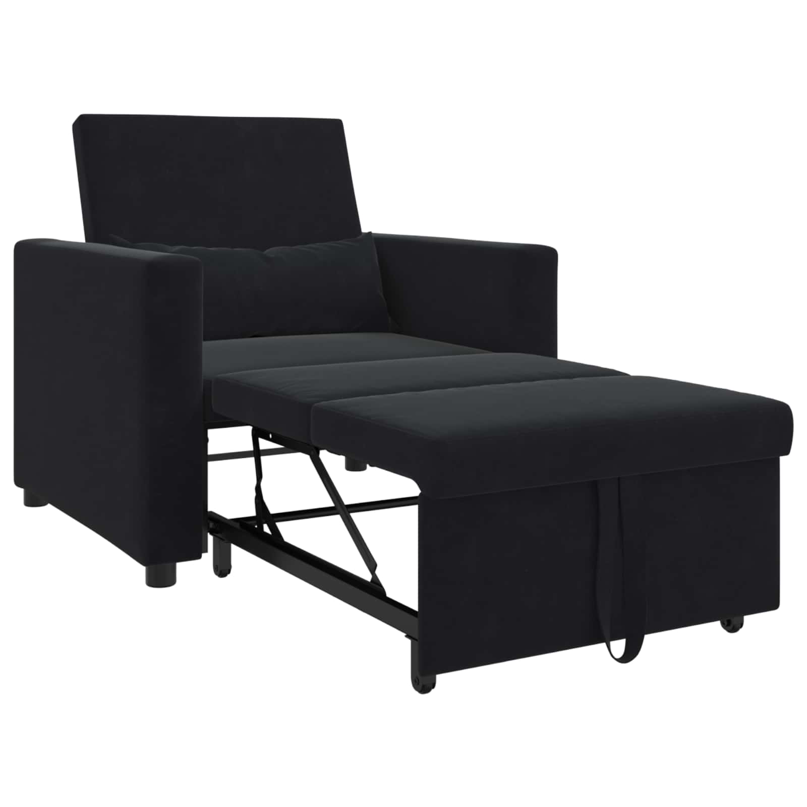 Sofa na razvlačenje Singl s kotačima Crna Baršun