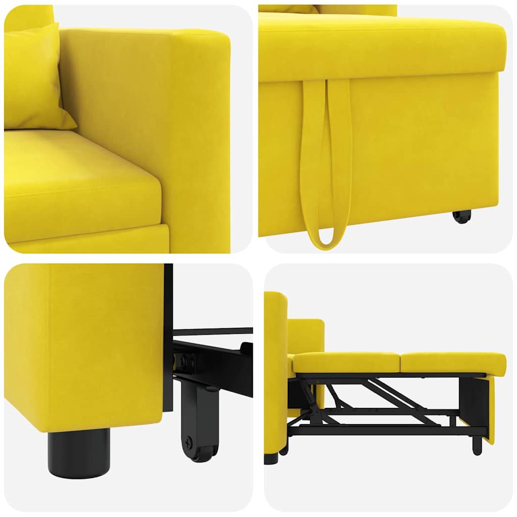 Sofa na razvlačenje Singl s kotačima Žuta Baršun