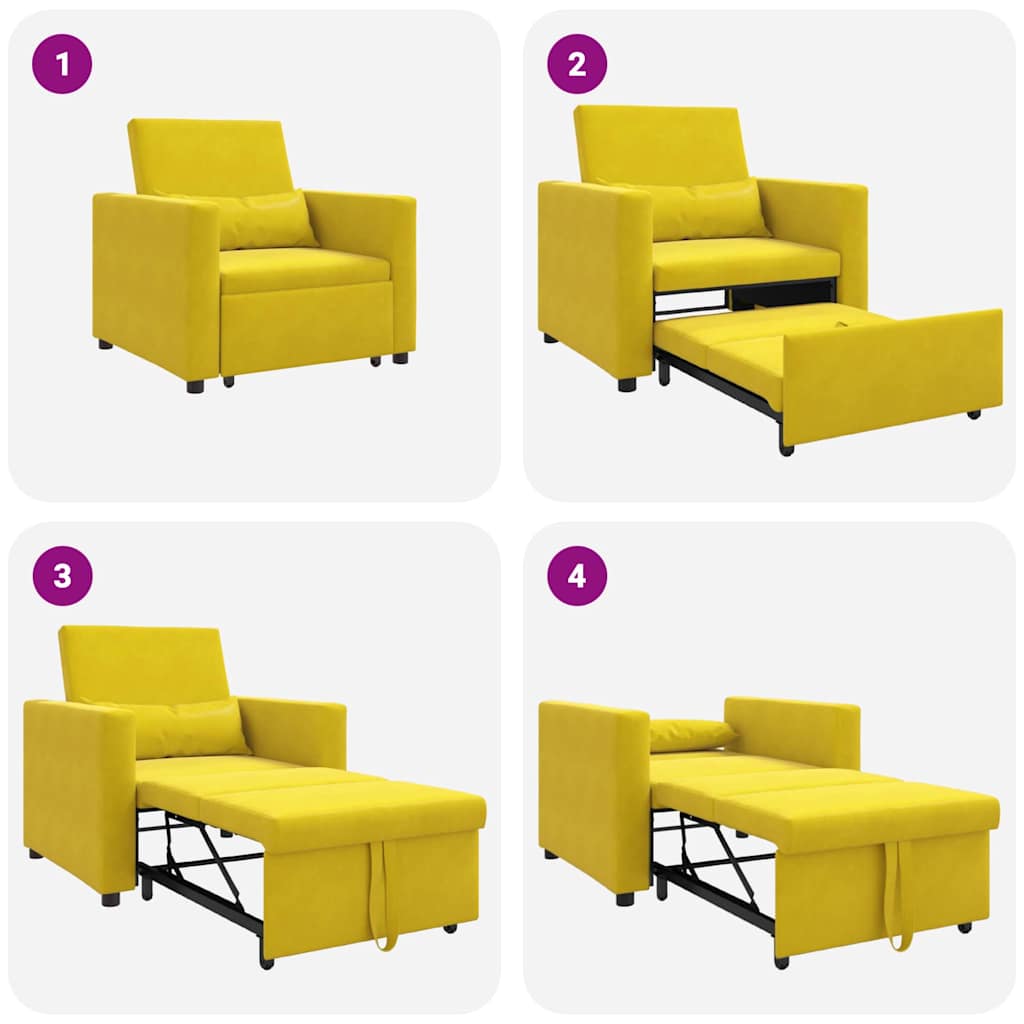Sofa na razvlačenje Singl s kotačima Žuta Baršun
