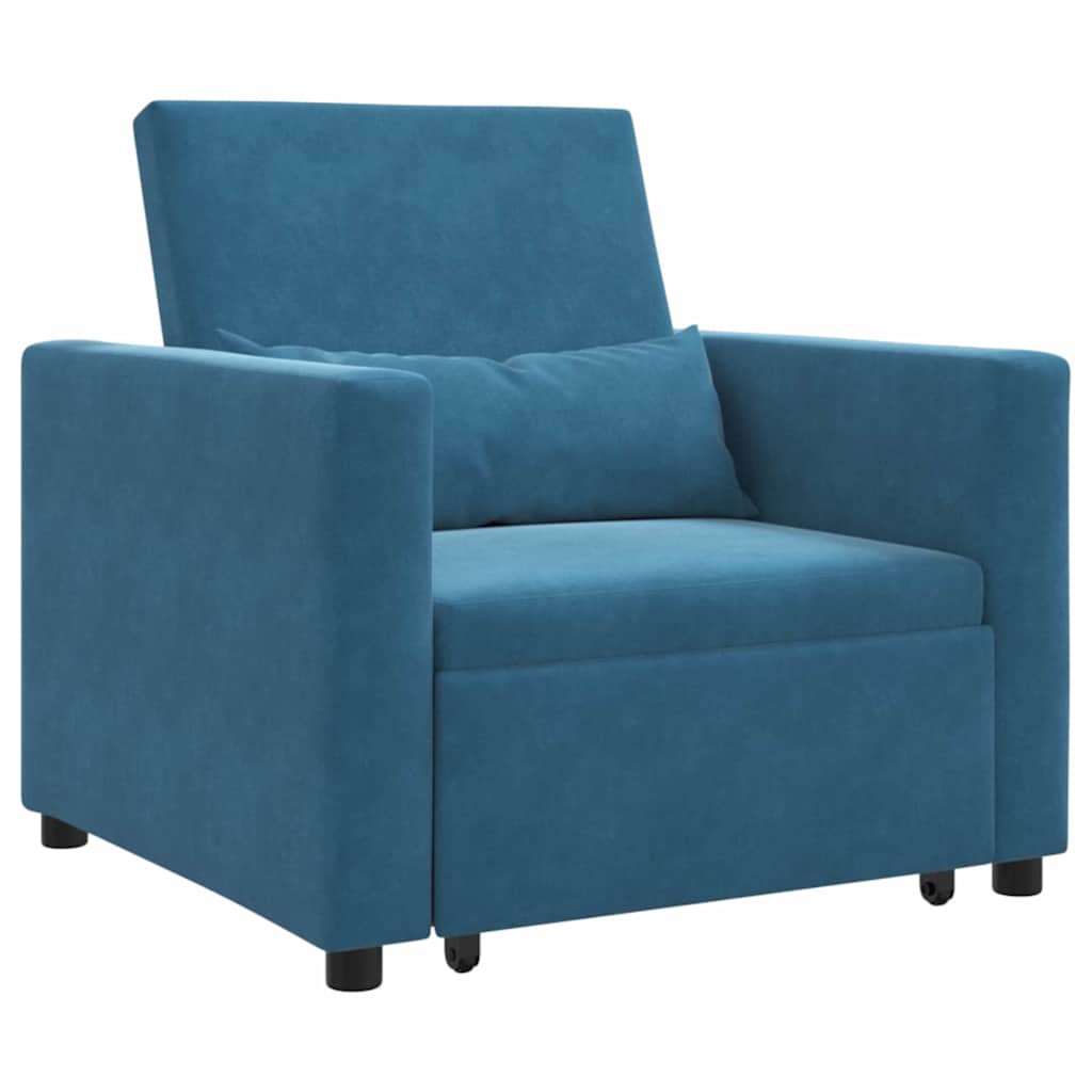 Sofa na razvlačenje Singl s kotačima Plava Baršun
